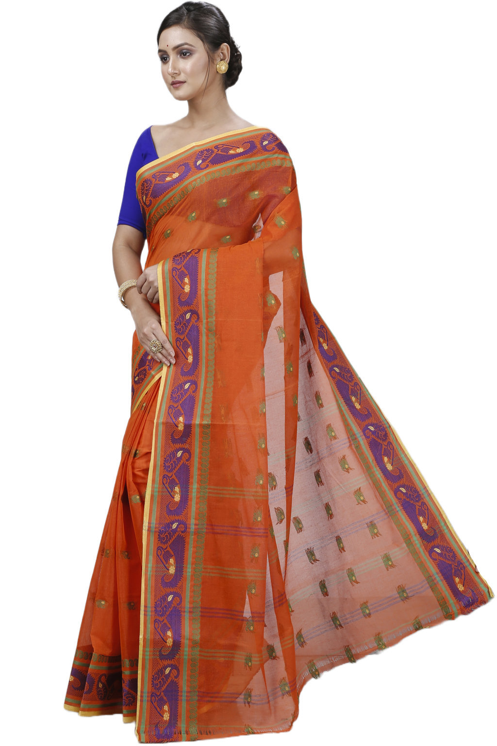 Orange Pure Cotton Utkal Tant Saree (1137)